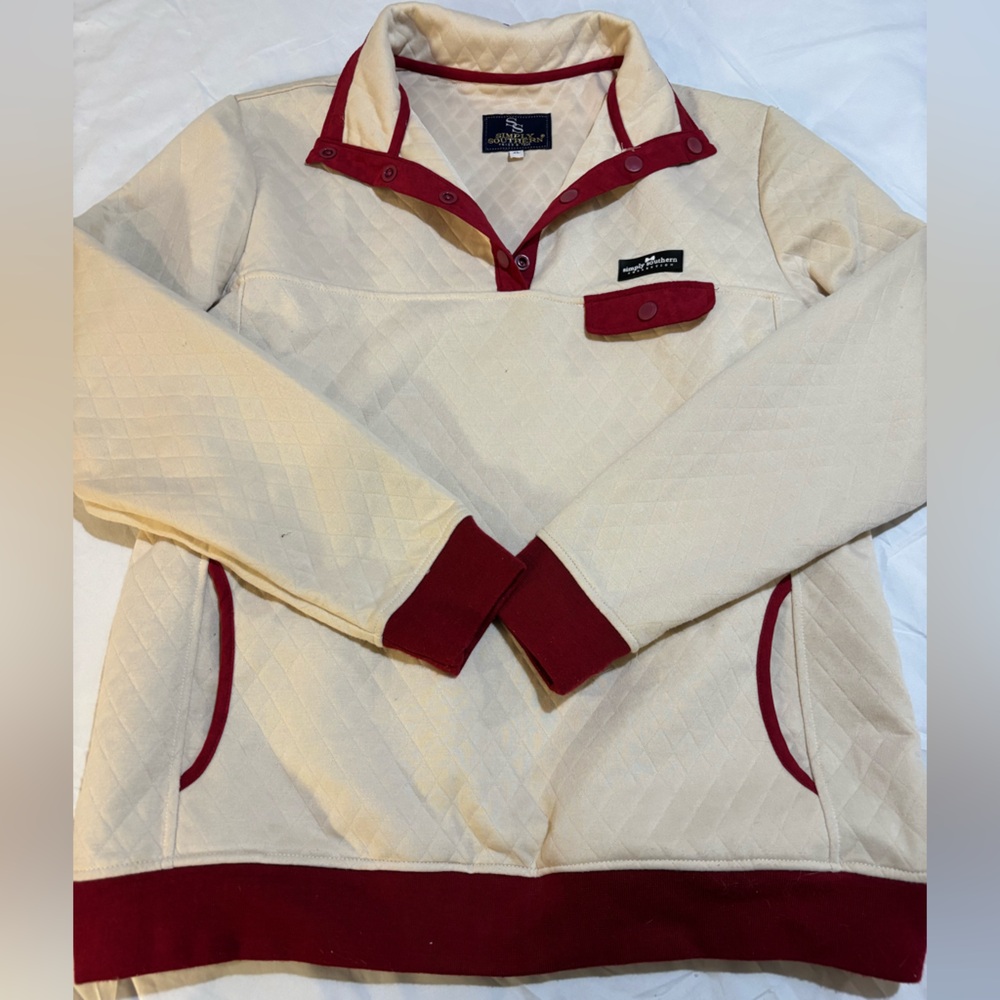 Simply Southern Cream and Red Fleece Hoodie
